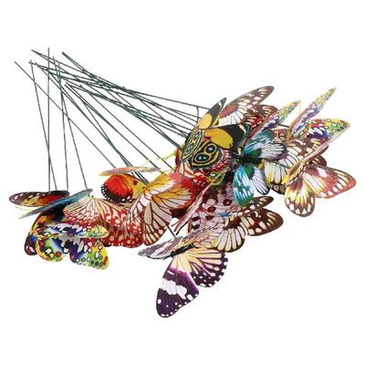 24Pcs Artificial Butterflies Flower Arrangement Fluorescent