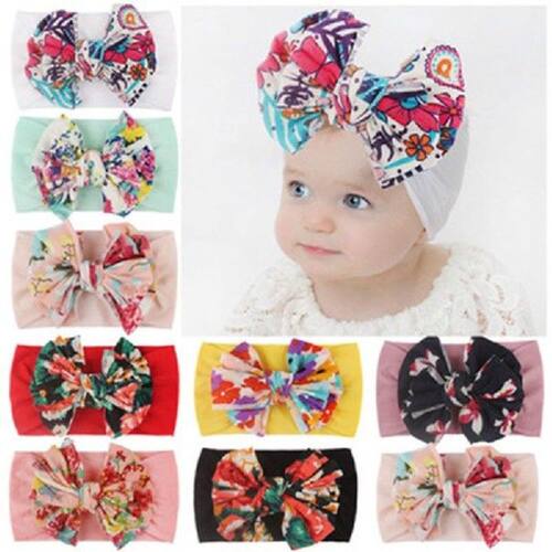Lovely Big Bow Headbands Soft Elastic Wide Nylon Hair Bands