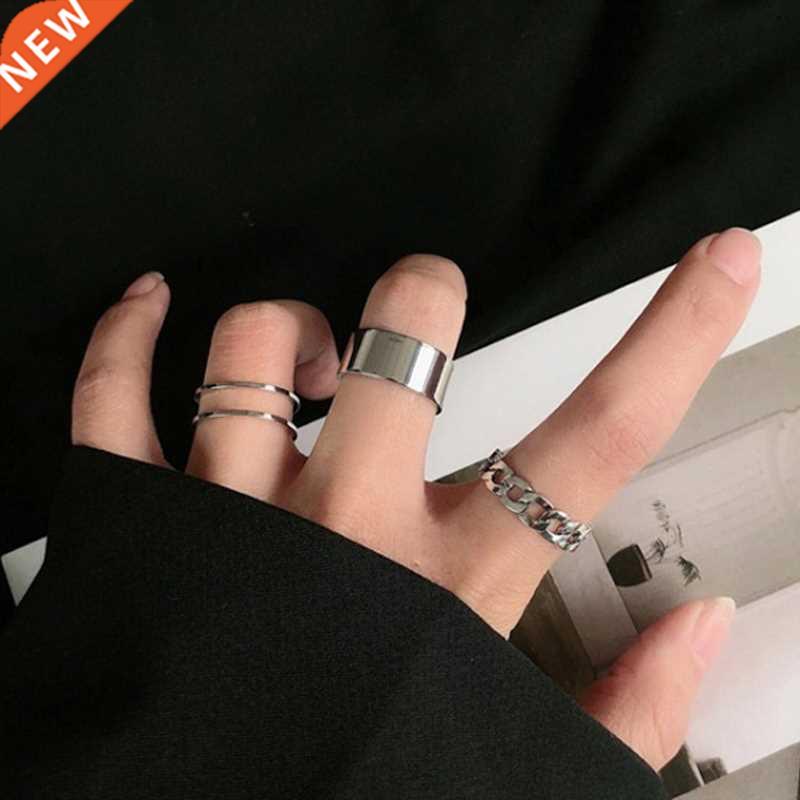 LATS Punk Metal Geometry Circular Punk Rings Set Opening Ind