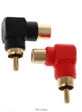 2 Pcs RCA Connector Plug Adapters Male to Female 90 Degree R