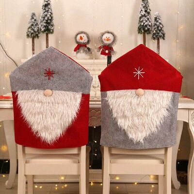 Santa Claus Christmas Chairs Cover Cap Non-woven Dinner Red