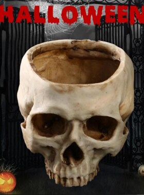 Resin Skull Model Flower Pot Shining Fruit Plate Storage Con
