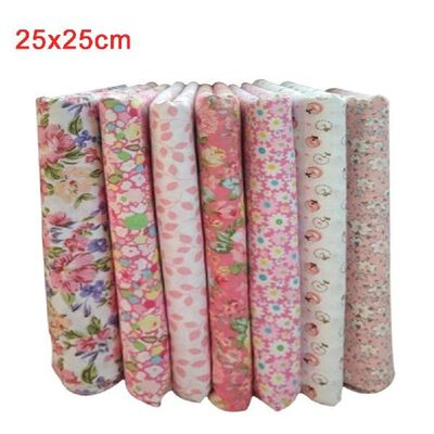 7 Pcs Quilting Craft Cloth Sewing Bundle Cotton Fabric DIY