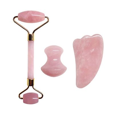 3Pcs/Set Natural Rose Quartz Jade Roller Real Jade Gua Sha B