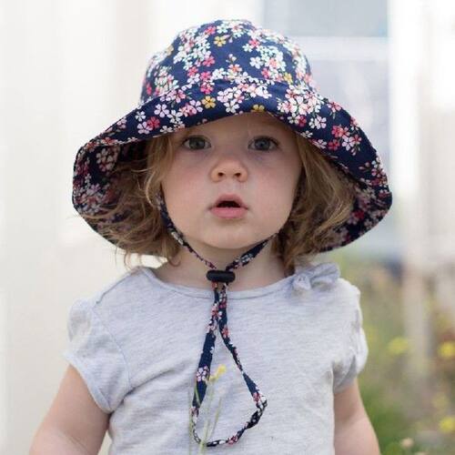 Summer Floral Sun Caps for Boys Girls Folding Big Brim