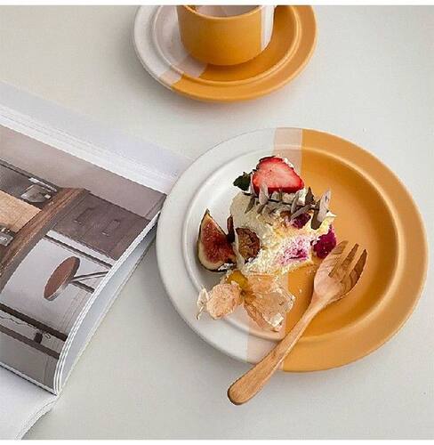 Ins Ceramic Plateau Brief Round Dessert  Bread  for Cake
