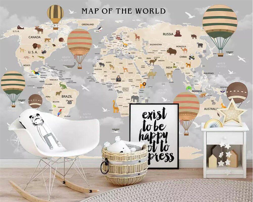 beibehang custom wallpaper photo cartoon world map backgrou