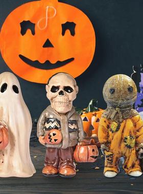 Halloween Scary Ghost Pumpkin Statue Resin Ornament Garden