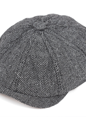 2019 new Retro Newsboy Caps Men Octagonal Hats Black British