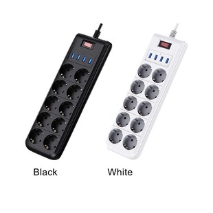 10 Way Electrical USB Multiple Socket EU Plug Extension Sock