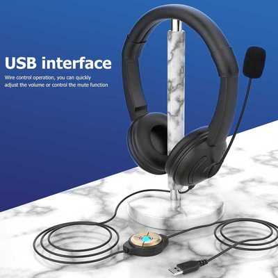 USB Wired Headphone for Online Learning Call Center PC Line