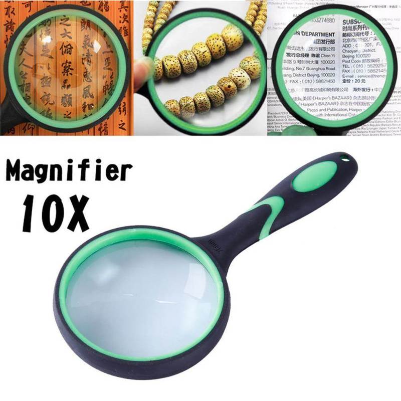 60mm Portable Handheld 10X Reading Magnifying Glass Handle M