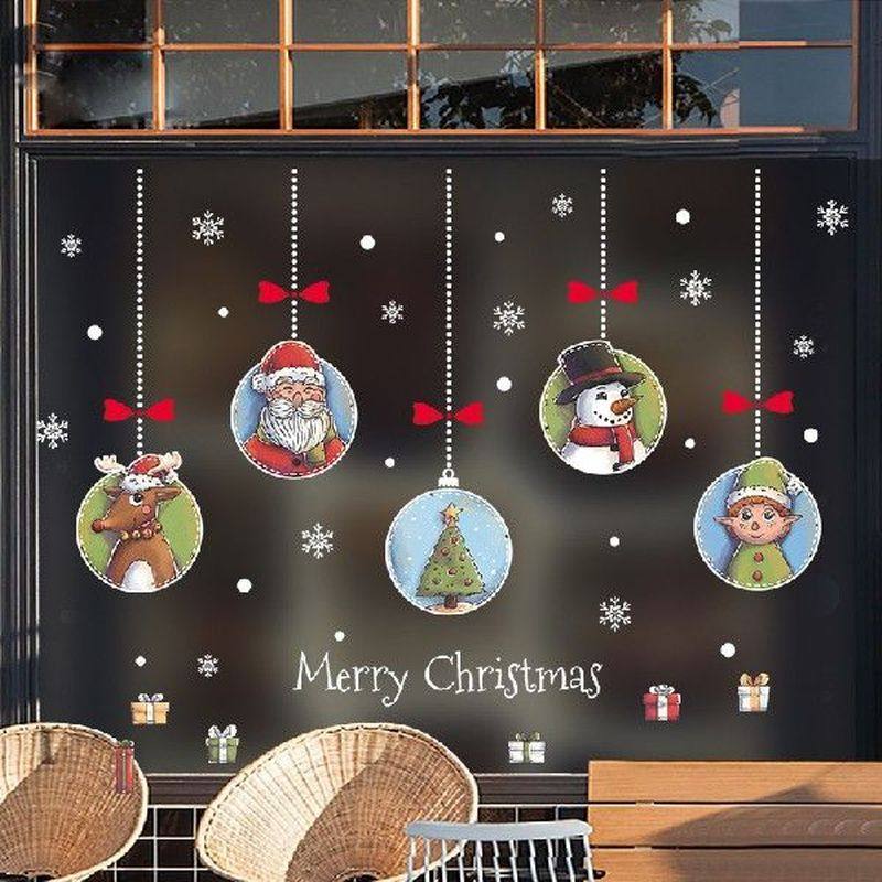 christmas window clings cute santa reindeer elf snowman