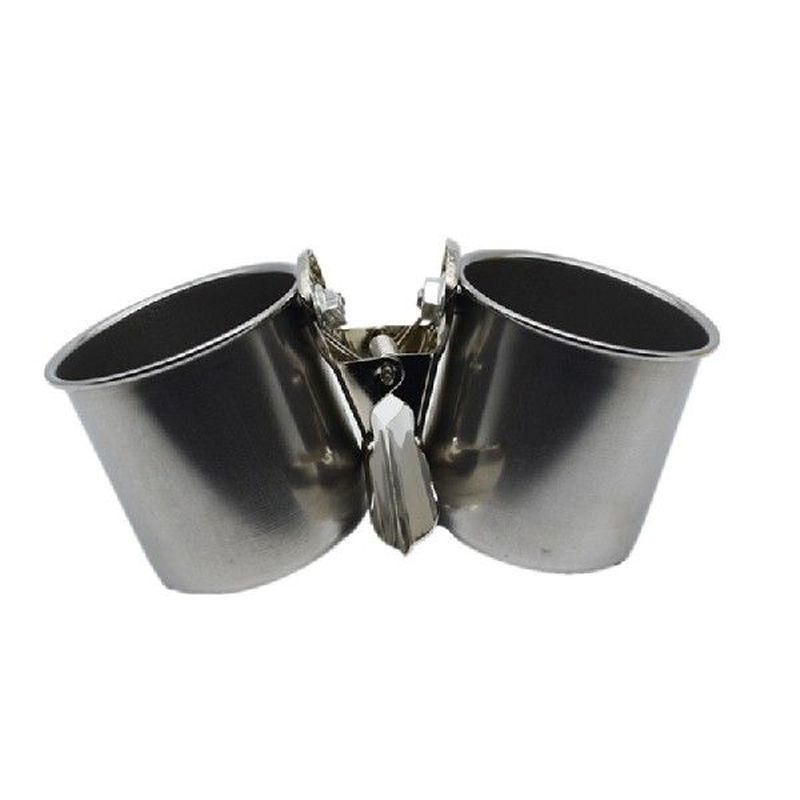 Bird Double Cups With Clip Stainless Steel Parrot Cage