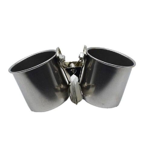 Bird Double Cups With Clip Stainless Steel Parrot Cage
