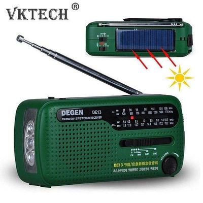 DEGEN DE13 FM AM SW Solar Hand Crank RADIO Solar Power