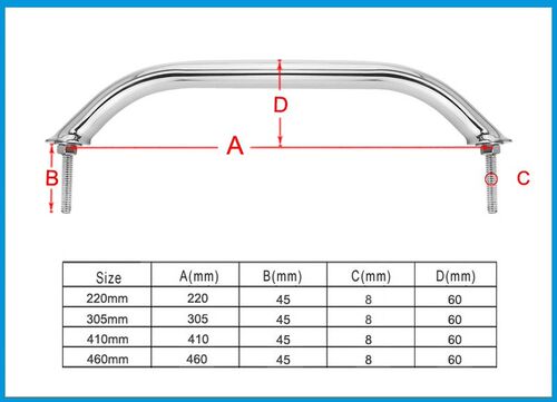 Marine Grade SS 316 Grab Handle Door Handrail Grip Rail Grab