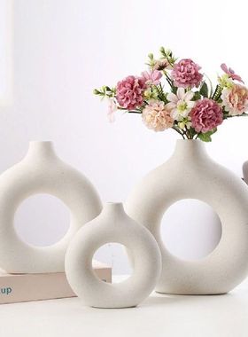 Doughnut Vase Nordic Modern Ring Shape Ceramic Donuts
