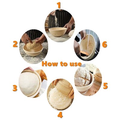 LBER 2Set 9in Round Bread Banneton Proofing Basket Includes