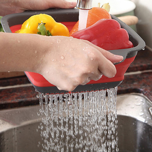 2-In-1 Rice Washer Silicone Sieve Fruit Bowl Folding Clean M