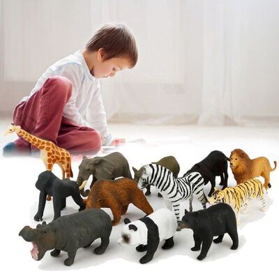 12 Pcs Wild Animals Figurines Realistic Plastics Animals