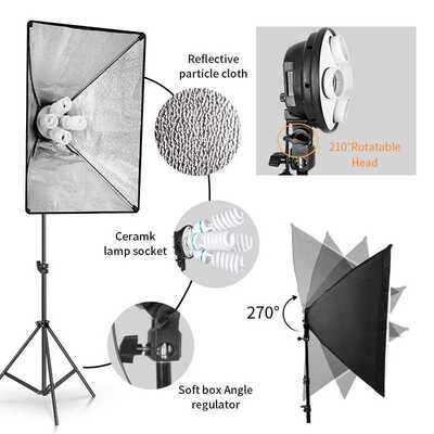Photo Studio Kit 8 Pieces LED Bulbs 20W Softbox Light Photo