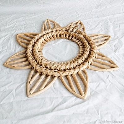 Rattan Frame Hanging Wall Mirror Frame Photo Wall Frames