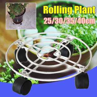 Garden Metal Stand 25/30/35/40cm Plant Pot Tray 4 Wheels Pla