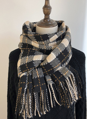 Winter New Plaid Female Cashmere Scarf Fashion Warm Students