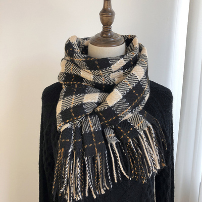 Winter New Plaid Female Cashmere Scarf Fashion Warm Students
