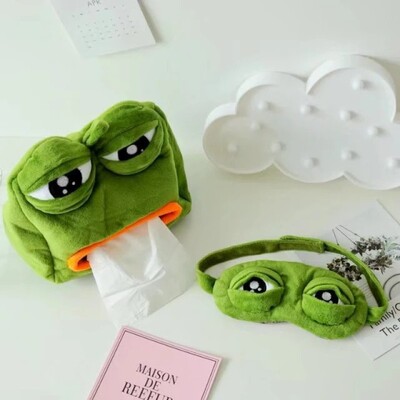 Cartoon Sad Frog Tissue Box Garden Home Office Toilet