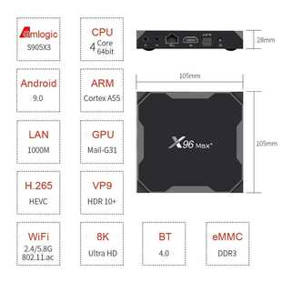 Android 9.0 TV Box X96 Max Plus Amlogic S905x3 8K QuadCore