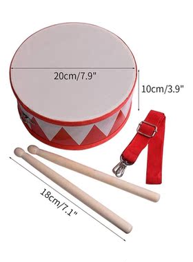 Kids Drum Wood Toy Drum Set with Carry Strap for Kids Toddl