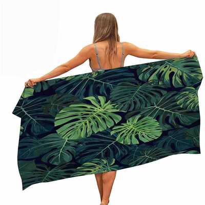 Tropical Plants Microfiber Pool Beach Towel Portable Quick F