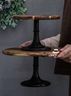 1 X Cake Plate Turntable Rotating Cake Stand Wooden Decorati