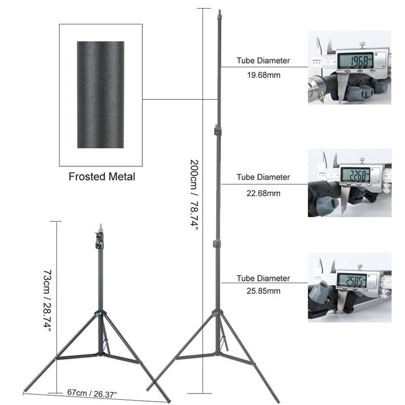 Heavy Duty Metal 2m Light Stand Max Load to 5KG Tripod for P