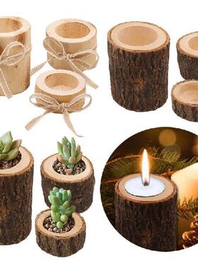 Wooden Pillar Design Tealight Candle Holder Stand