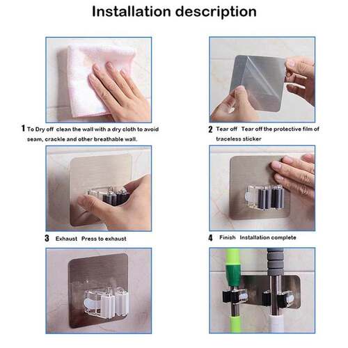 Hanger Mop-Hook-Racks Broom-Holder Storage Adhesive Wall-Mou