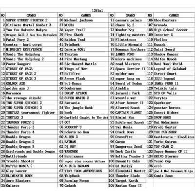 138 in 1 Hot Game Collection For SEGA GENESIS MegaDrive 16 b