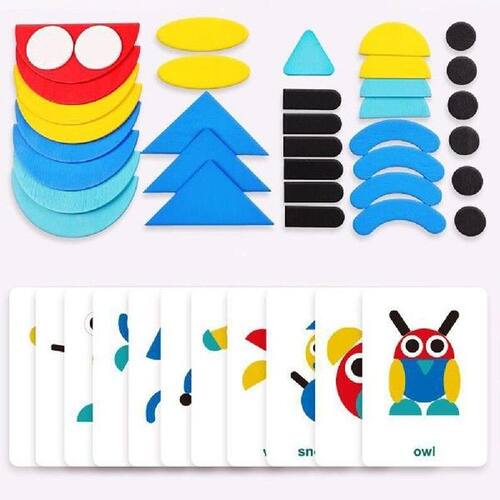 Wooden Animal Tangram Puzzles English Card Shape