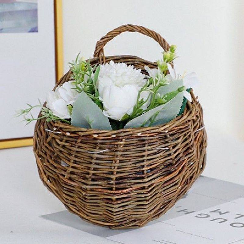 seagrass wickerwork basket rattan hanging plant planting