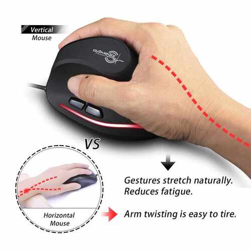 ZELOTES T 20 Mouse Wired Vertical Mouse Ergonomic Rechargea