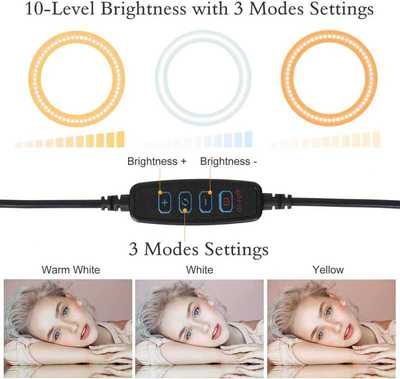 Photography LED Selfie Ring Light with Table Tripods Dimmabl