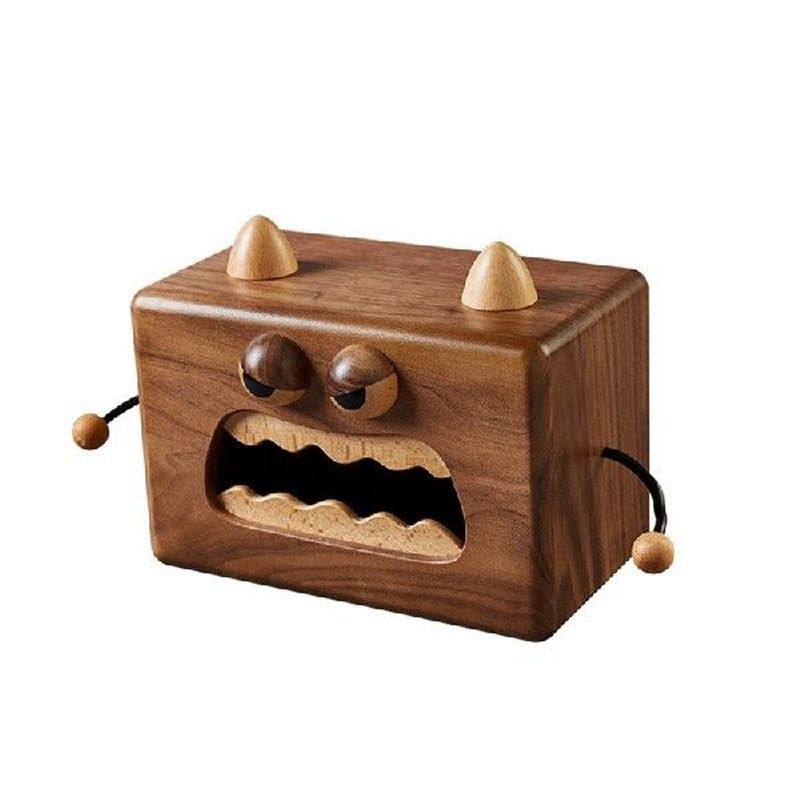 cartoon tissue box solid wood little monster pumping box
