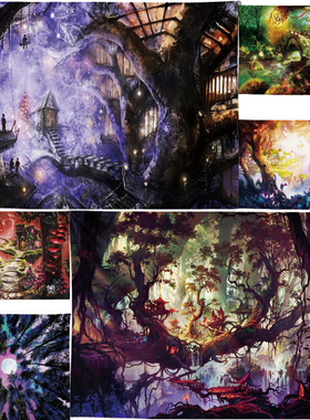 Cartoon Landscape Wall Tapestry Rectangle Background Cloth