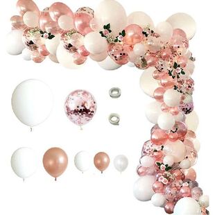 Balloon Garland White Rose And Macaron Gold Kit 102Pcs Arch