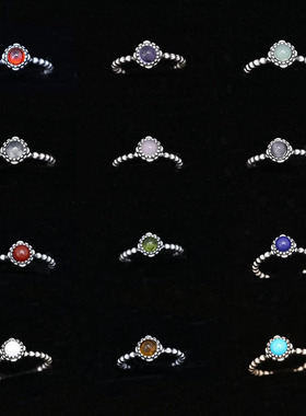 Birthday Blooms Ring March December Stone Stackable Bubble R