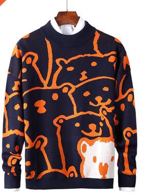 Men's Sweater Autumn Winter Anime Pattern Slim Sweat