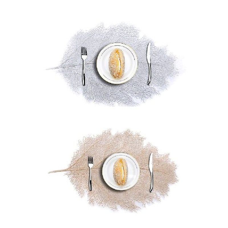 Coral Leaf Plastic Coaster Place mat Pot Cup Mats Pads Gold