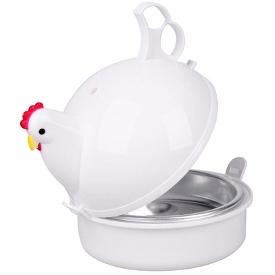 Kitchen Microwave Eggs Steamer Chicken Shaped 4 Egg Boiler